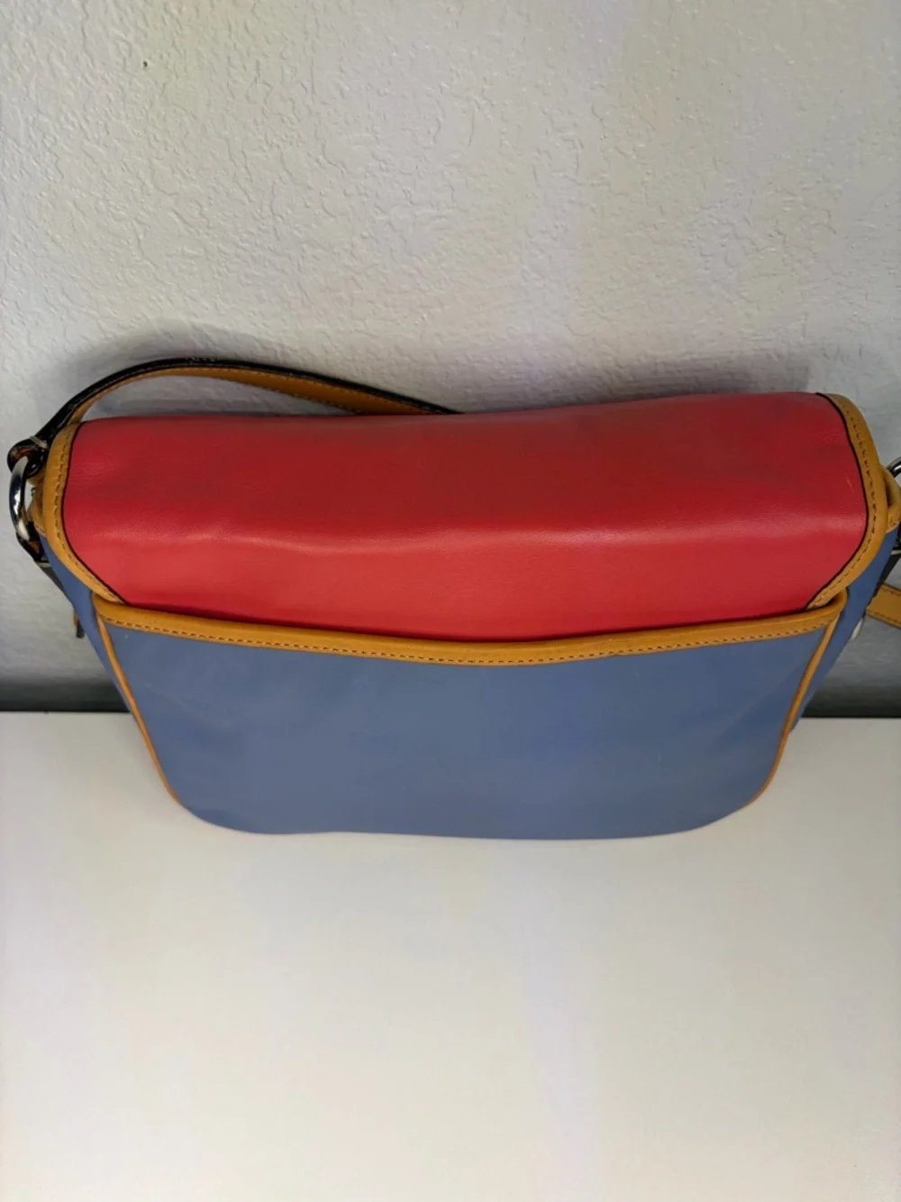 Coach Park Colorblock Leather Crossbody - Red, Blue & Tan Trim #F23383 - Picture 9 of 15